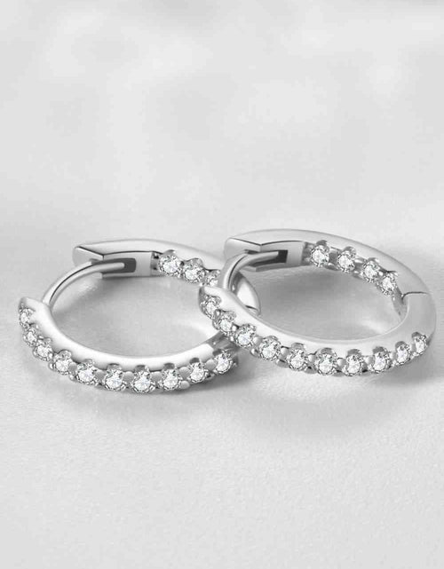 Load image into Gallery viewer, Inlaid Zircon 925 Sterling Silver Huggie Earrings
