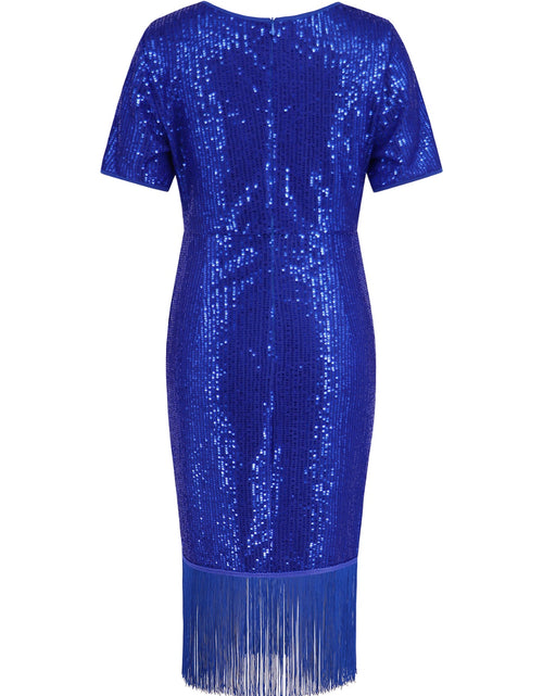 Load image into Gallery viewer, Tassel Sequin Short Sleeve Dress
