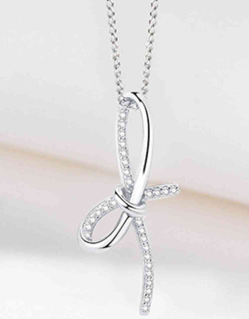 Load image into Gallery viewer, Zircon Bow Pendant Necklace
