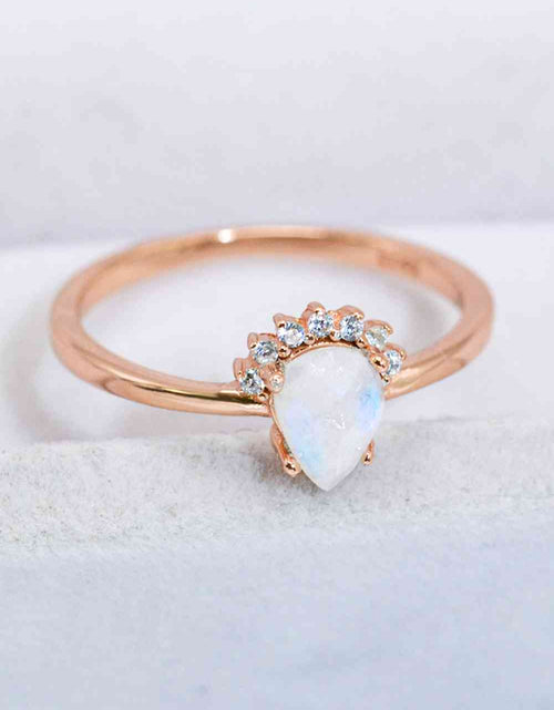 Load image into Gallery viewer, 18K Rose Gold-Plated Pear Shape Natural Moonstone Ring
