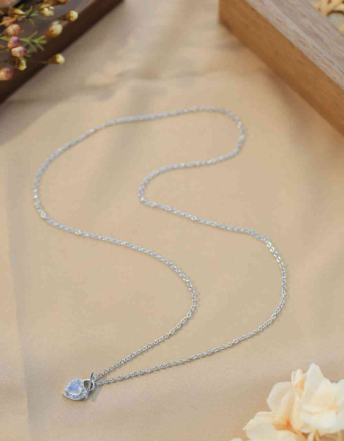 Load image into Gallery viewer, Moonstone Heart Lock Pendant Necklace
