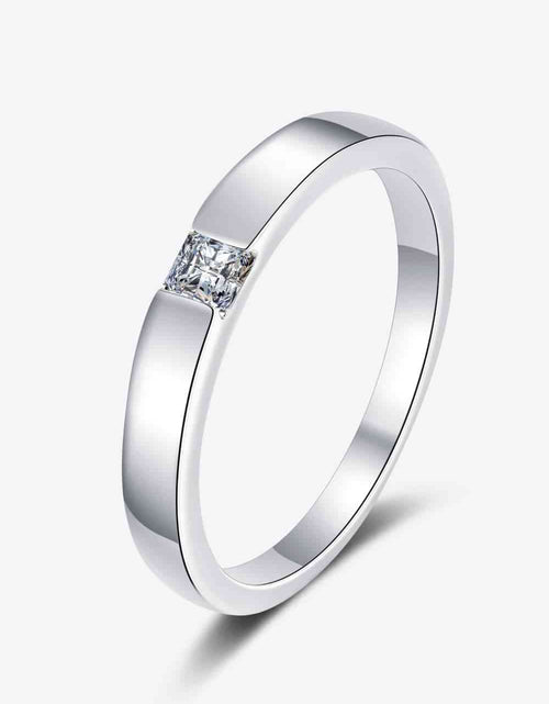 Load image into Gallery viewer, Inlaid Moissanite Rhodium-Plated Ring
