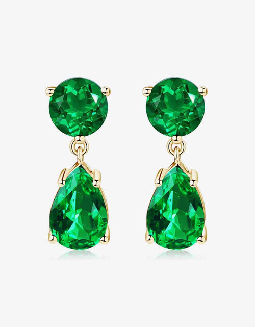 Load image into Gallery viewer, Lab-Grown Emerald Drop Earrings
