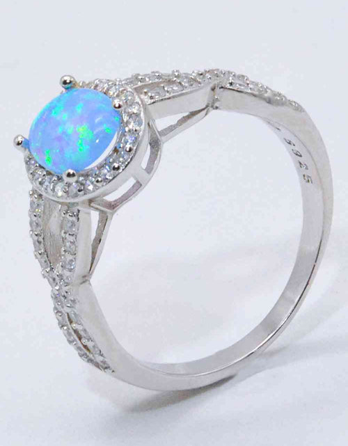 Load image into Gallery viewer, 925 Sterling Silver Opal Halo Ring
