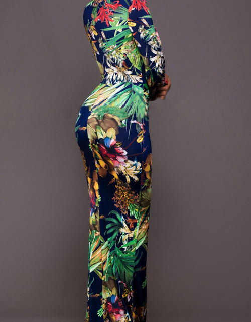 Load image into Gallery viewer, Printed Plunge Neck Leg Split Maxi Dress
