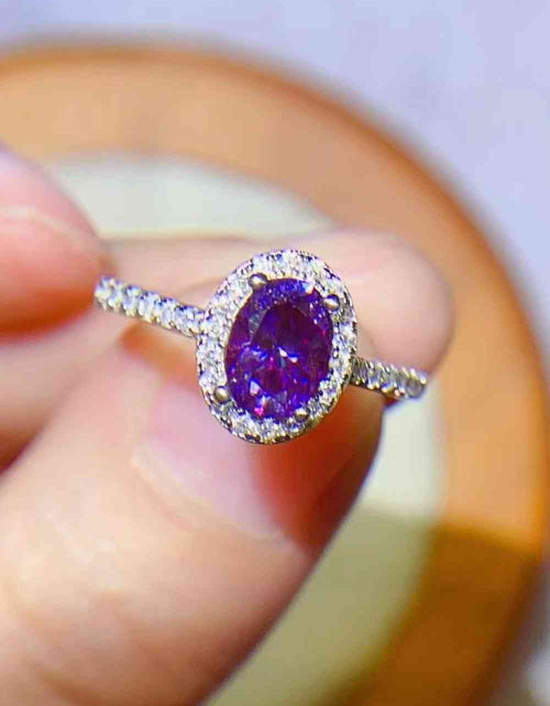 Load image into Gallery viewer, 925 Sterling Silver 1 Carat Purple Moissanite Ring
