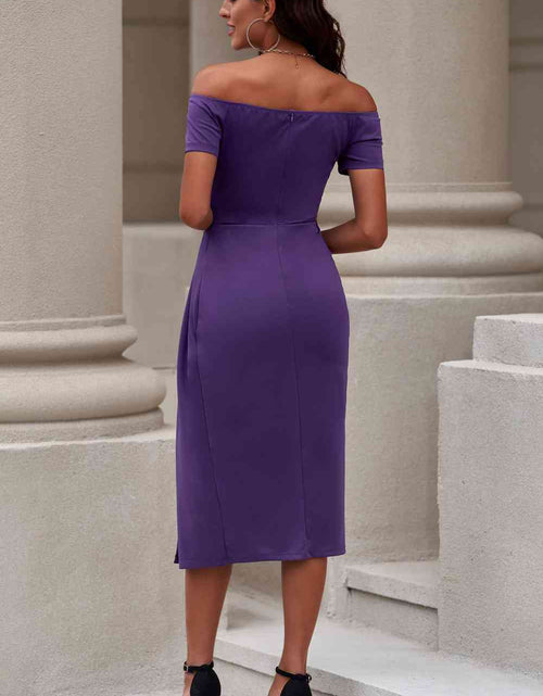 Load image into Gallery viewer, Off-Shoulder Short Sleeve Split Dress
