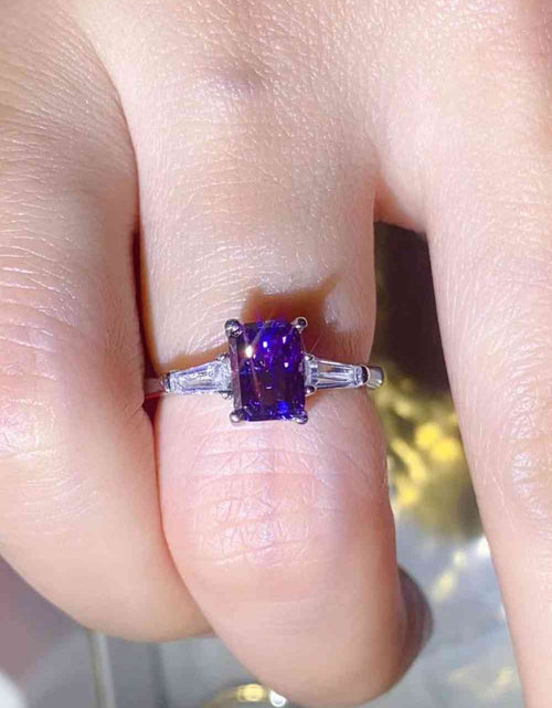 Load image into Gallery viewer, 1 Carat Moissanite Platinum-Plated Rectangle Ring in Purple
