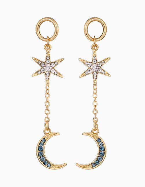 Load image into Gallery viewer, 5-Pair Wholesale Inlaid Rhinestone Star and Moon Drop Earrings
