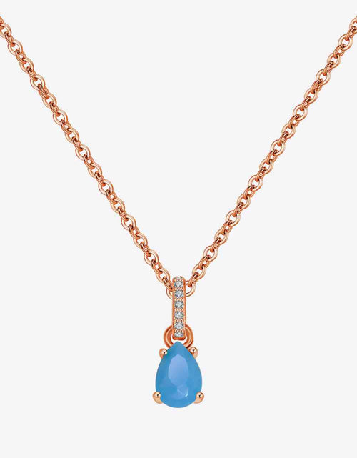 Load image into Gallery viewer, Teardrop Turquoise 4-Prong Pendant Necklace
