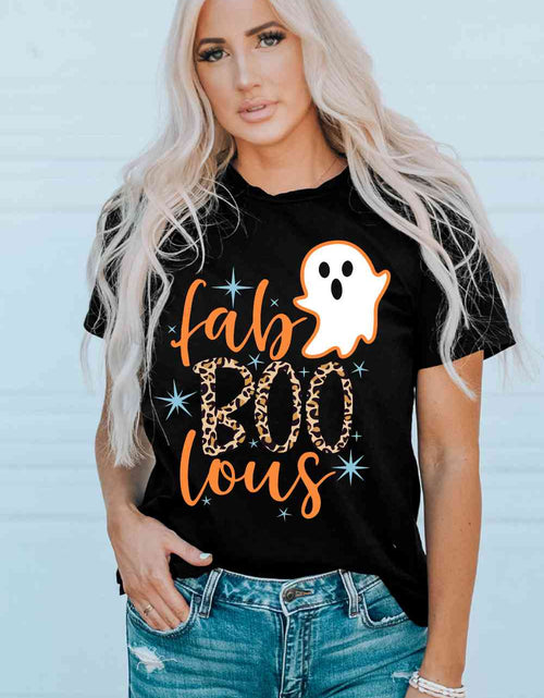 Load image into Gallery viewer, Round Neck Short Sleeve Ghost Graphic T-Shirt
