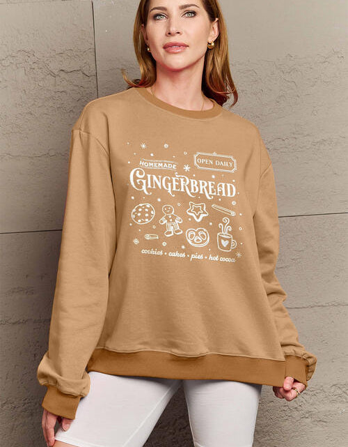 Load image into Gallery viewer, Simply Love Full Size GINGERBREAD Long Sleeve Sweatshirt
