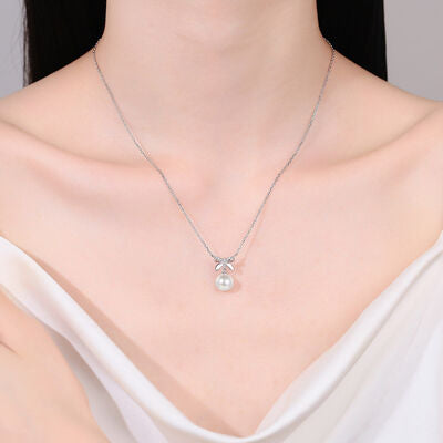 Load image into Gallery viewer, Natural Pearl Pendant Moissanite 925 Sterling Silver Necklace
