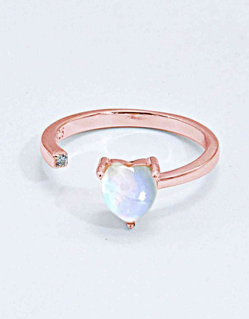 Load image into Gallery viewer, Inlaid Moonstone Heart Adjustable Open Ring
