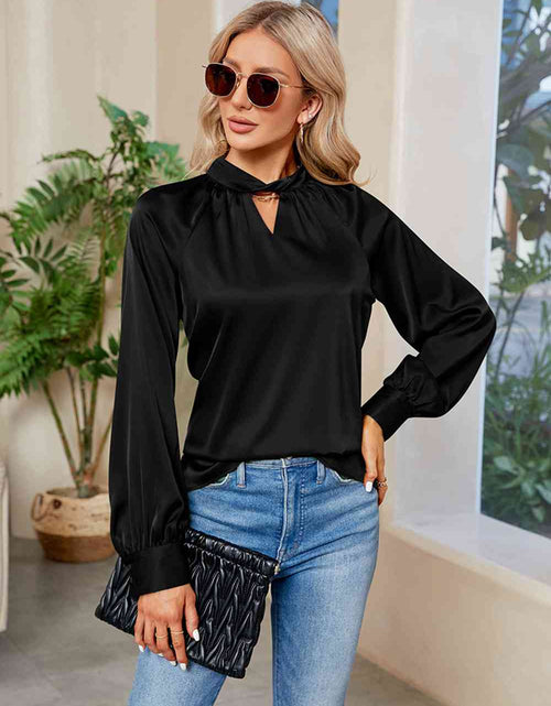 Load image into Gallery viewer, Cutout Mock Neck Long Sleeve Top
