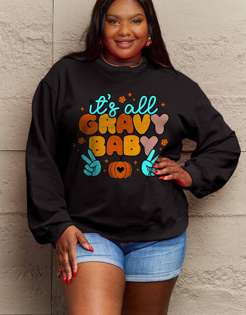 Load image into Gallery viewer, Simply Love Full Size IT&#39;S ALL GRAVY BABY Long Sleeve Sweatshirt
