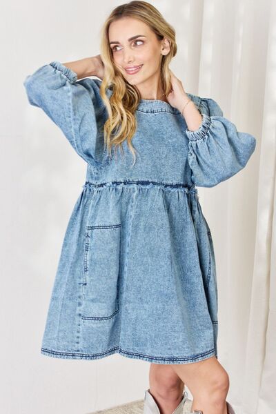 Load image into Gallery viewer, HEYSON Full Size Oversized Denim Babydoll Dress
