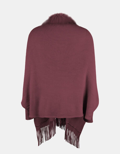 Load image into Gallery viewer, Fringe Open Front Long Sleeve Poncho
