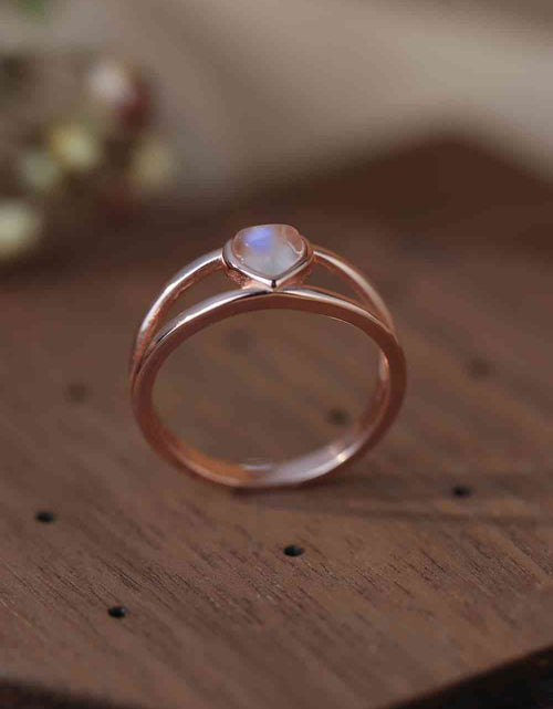 Load image into Gallery viewer, Moonstone Heart 925 Sterling Silver Ring
