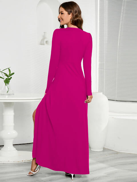 Load image into Gallery viewer, V-Neck Long Sleeve Split Dress
