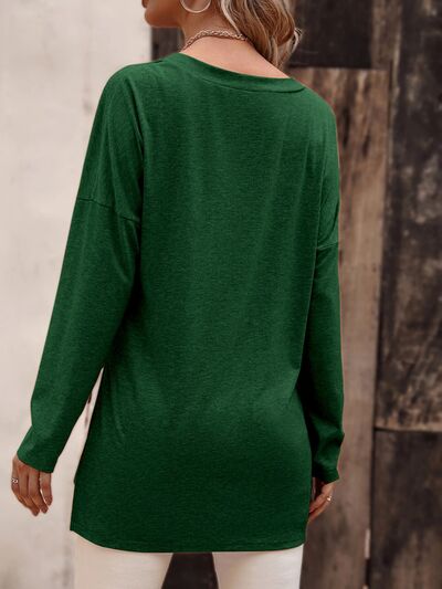 Load image into Gallery viewer, V-Neck Slit Long Sleeve T-Shirt
