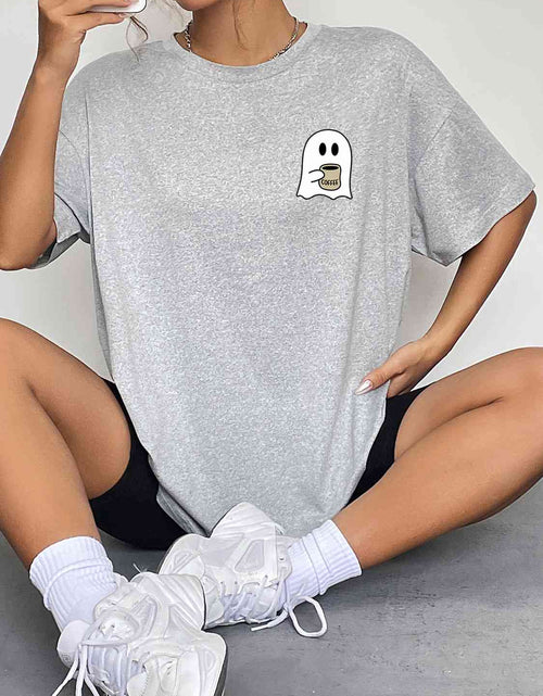 Load image into Gallery viewer, Round Neck Short Sleeve Ghost Graphic T-Shirt
