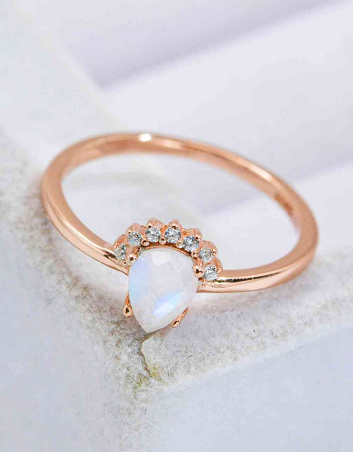 Load image into Gallery viewer, 18K Rose Gold-Plated Pear Shape Natural Moonstone Ring
