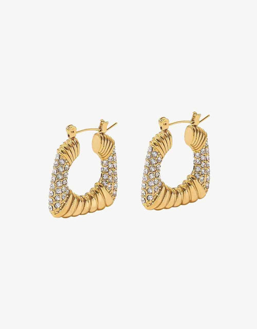 Load image into Gallery viewer, 18K Gold Plated Inlaid Cubic Zirconia Earrings
