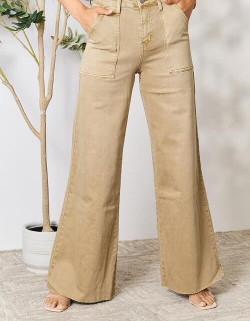 Load image into Gallery viewer, BAYEAS Raw Hem Wide Leg Jeans
