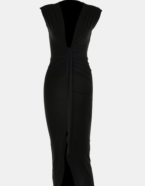 Load image into Gallery viewer, Slit Plunge Sleeveless Maxi Dress
