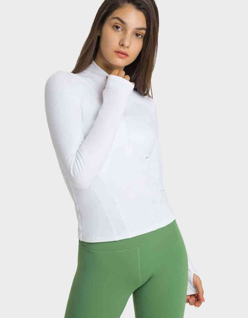 Load image into Gallery viewer, Half Zip Thumbhole Sleeve Sports Top
