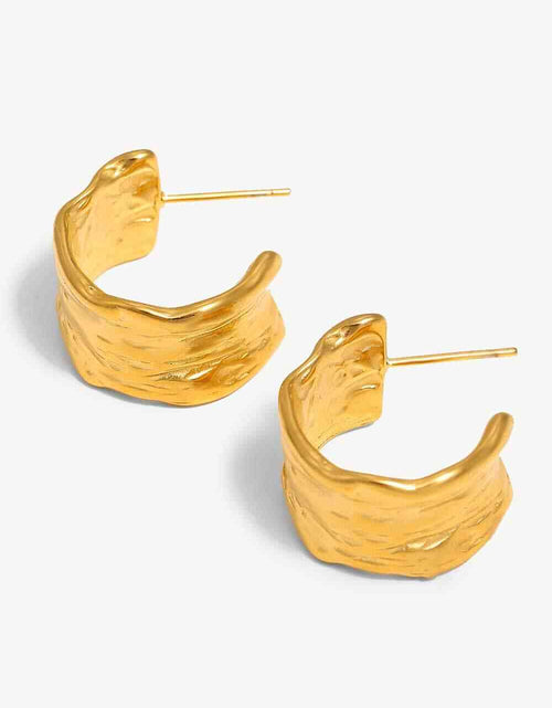 Load image into Gallery viewer, 18K Gold-Plated Hammered C-Hoop Earrings
