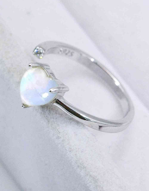 Load image into Gallery viewer, Inlaid Moonstone Heart Adjustable Open Ring
