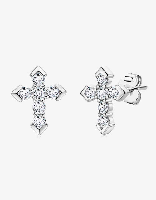 Load image into Gallery viewer, Moissanite Cross Stud Earrings
