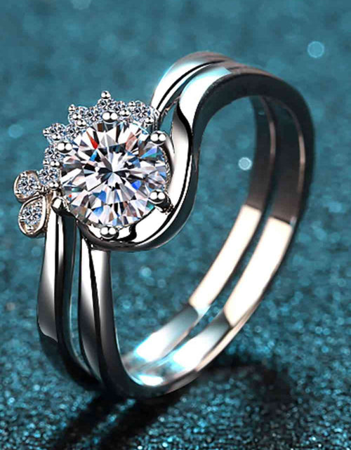 Load image into Gallery viewer, Moissanite Rhodium-Plated Two-Piece Ring Set
