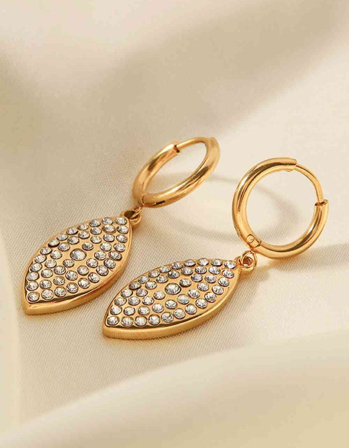 Load image into Gallery viewer, Inlaid Rhinestone Leaf Drop Earrings
