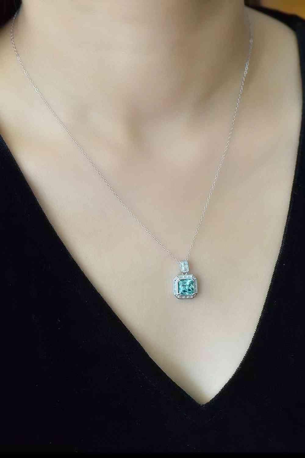 2 Carat Moissanite Square Pendant Necklace