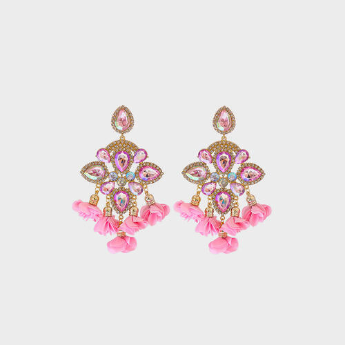 Load image into Gallery viewer, Flower Shape Rhinestone Alloy Dangle Earrings
