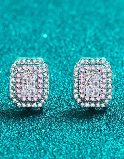 Load image into Gallery viewer, 1 Carat Moissanite and Zircon Contrast Geometric Stud Earrings
