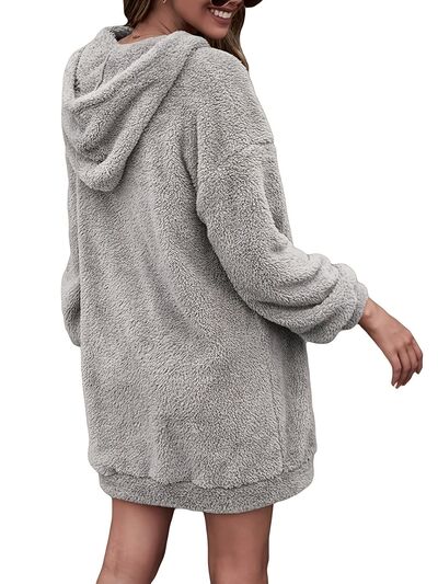 Load image into Gallery viewer, Half Zip Dropped Shoulder Oversized Hoodie
