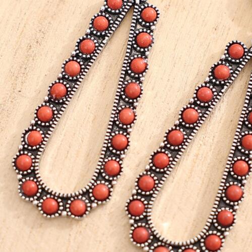 Load image into Gallery viewer, Alloy Beaded Teardrop Earrings
