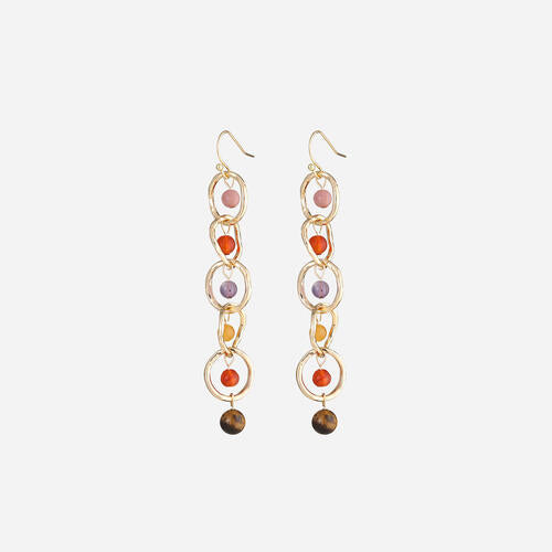 Load image into Gallery viewer, Beaded Alloy Dangle Earrings
