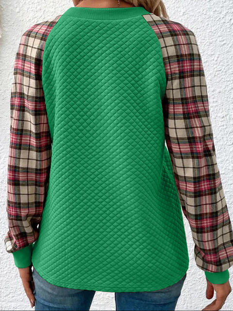 Load image into Gallery viewer, Plaid Round Neck Sweatshirt
