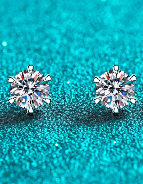 Load image into Gallery viewer, 1 Carat Moissanite Rhodium-Plated Stud Earrings
