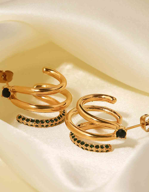 Load image into Gallery viewer, 18K Gold Plated Cubic Zirconia Wrap C-Hoop Earrings
