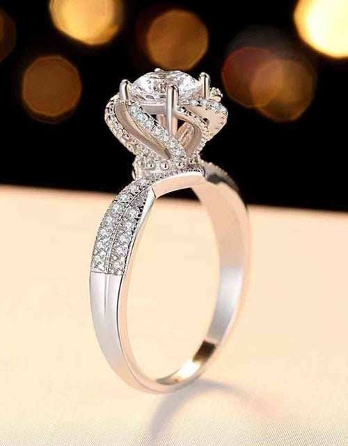 Load image into Gallery viewer, 2 Carat Moissanite Floral Platinum-Plated Ring
