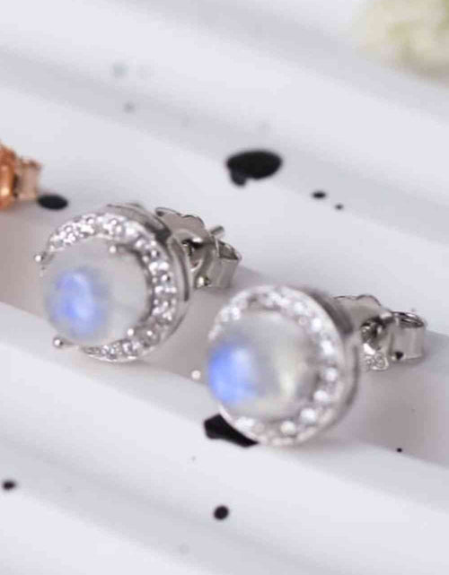 Load image into Gallery viewer, High Quality Natural Moonstone 925 Sterling Silver Stud Earrings
