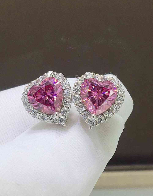 Load image into Gallery viewer, 2 Carat Moissanite Heart-Shaped Earrings
