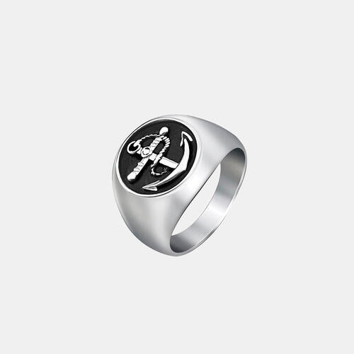 Load image into Gallery viewer, Titanium Steel Anchor Signet Ring
