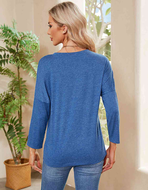 Load image into Gallery viewer, Round Neck Long Sleeve Drop Shoulder Blouse
